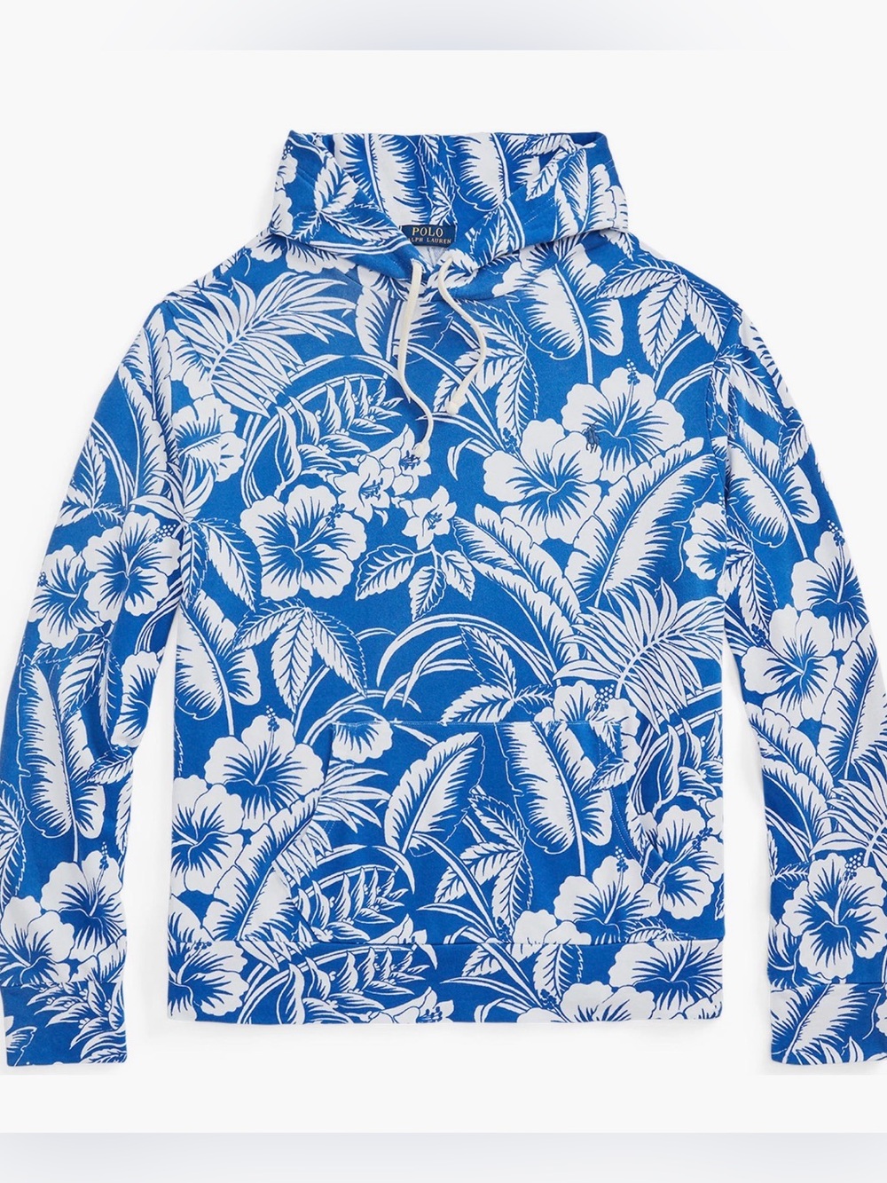 Polo Ralph Lauren Mens Tropical Floral Spa Terry Hoodie-Blue/White-LG NWT